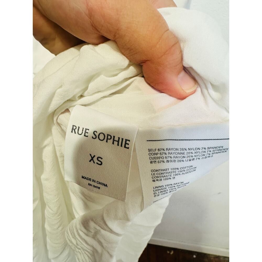 RUE SOPHIE Women's Off White Square Neckline Flowy Skirt Midi Dress Size XS - Picture 10 of 15